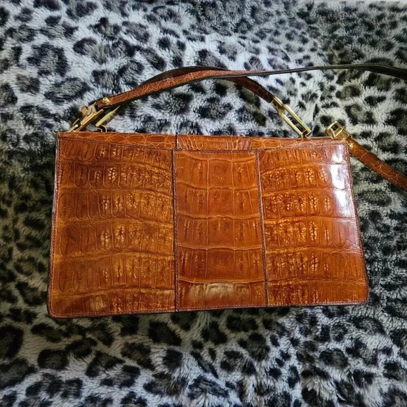 Vintage Rare Venezuelan Leather Animal Pattern Gold  Hardware Shoulder Bag - Picture 9 of 16